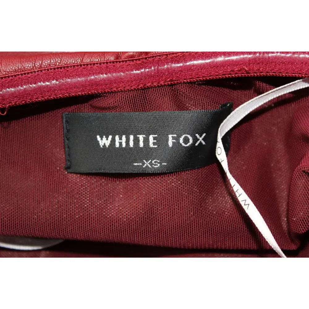 White Fox Well Behaved bustier vegan leather tube top gathered burgundy XS - Picture 4 of 10